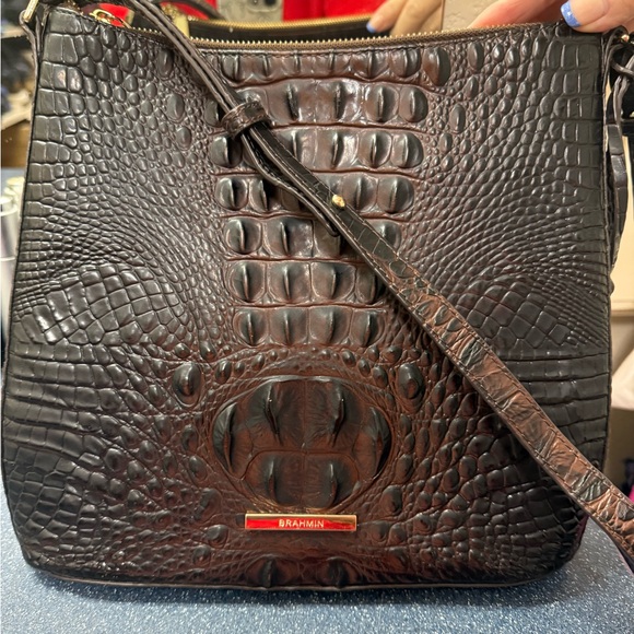 Brahmin Handbags - Brahmin Dark Brown Croc-Embossed Crossbody Bag